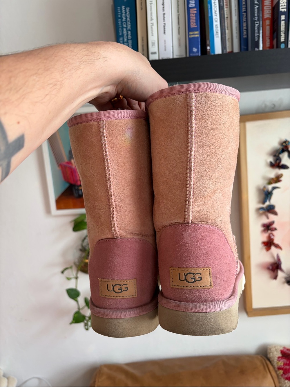 UGG classic short pink suede boots size 10